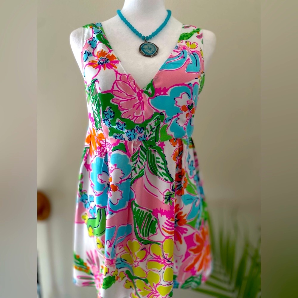 Lilly Pulitzer for Target Floral V-Neck Sleeveless Top in Pink, Blue, Green